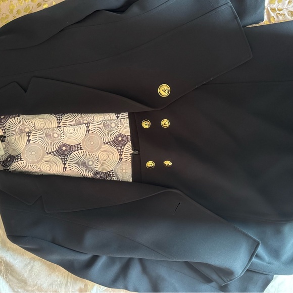 Tahari dark navy Blazer and Skirt Set with Gold Buttons - Picture 3 of 5